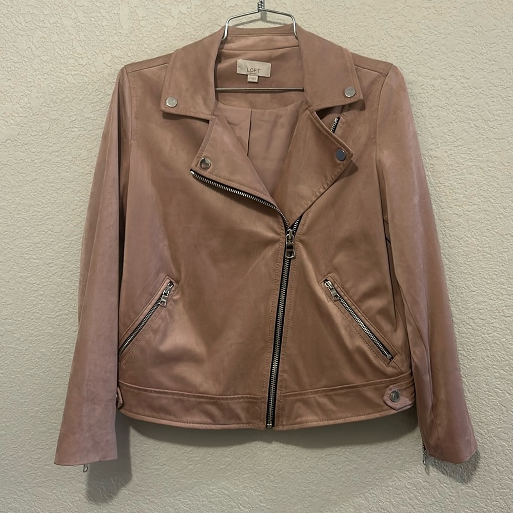 Faux suede moto jacket